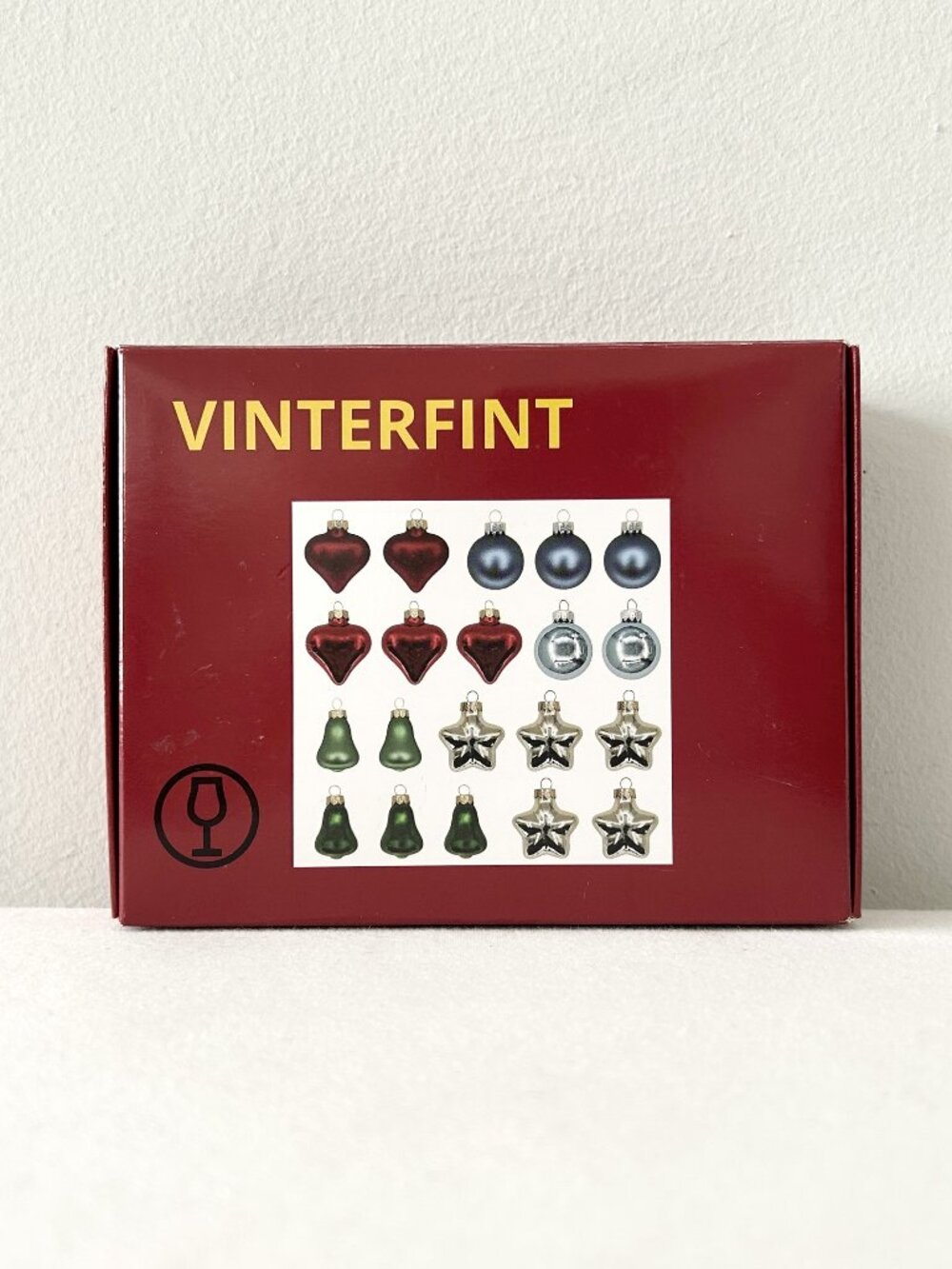 NEW! 20 Piece Mini Glass Christmas Ornaments IKEA Vinterfint Winter Holiday NIB